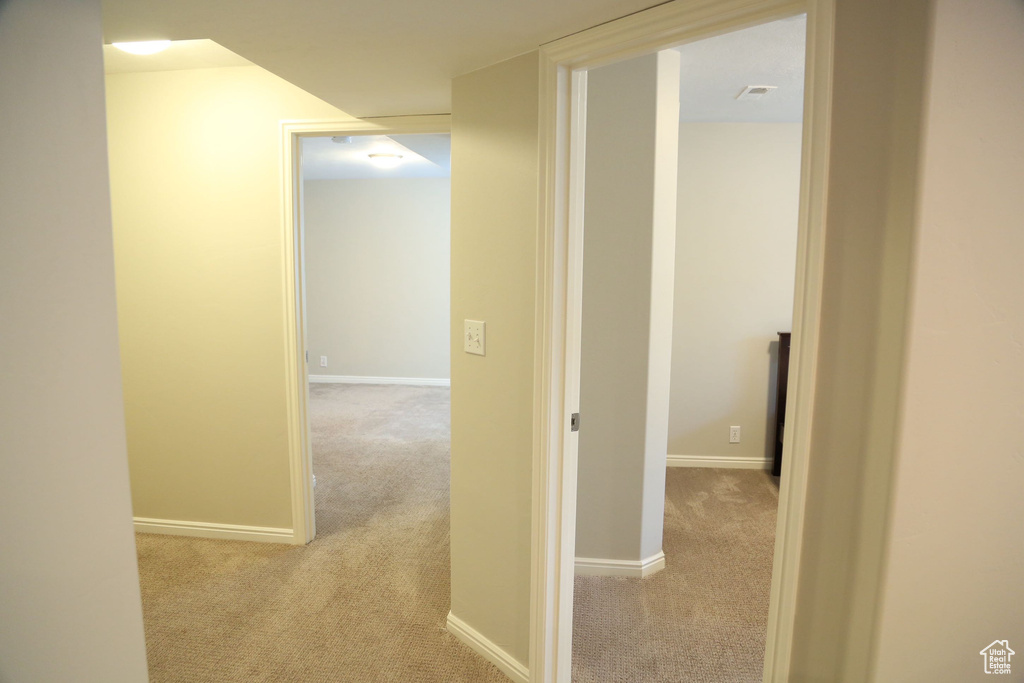 Hall with carpet and baseboards