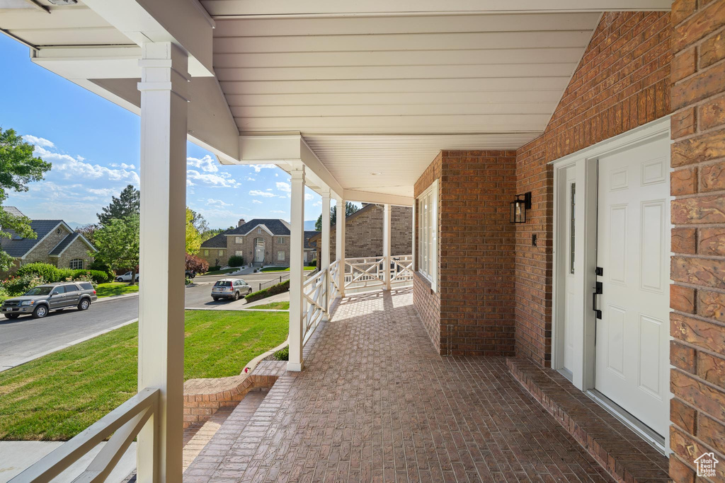 Porch with a residential view