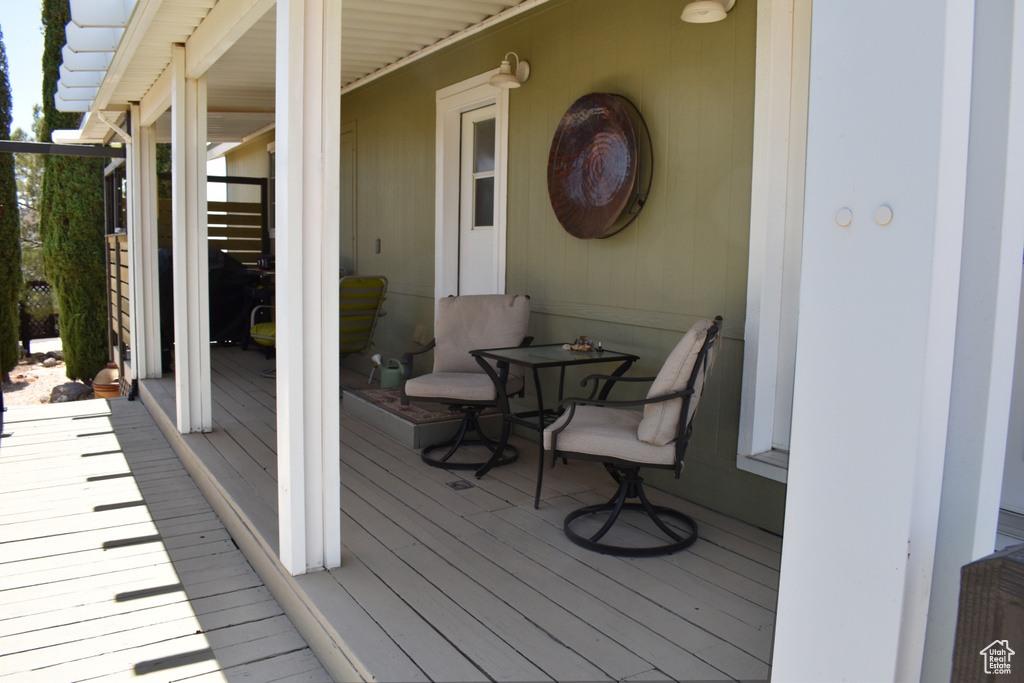 View of wooden deck