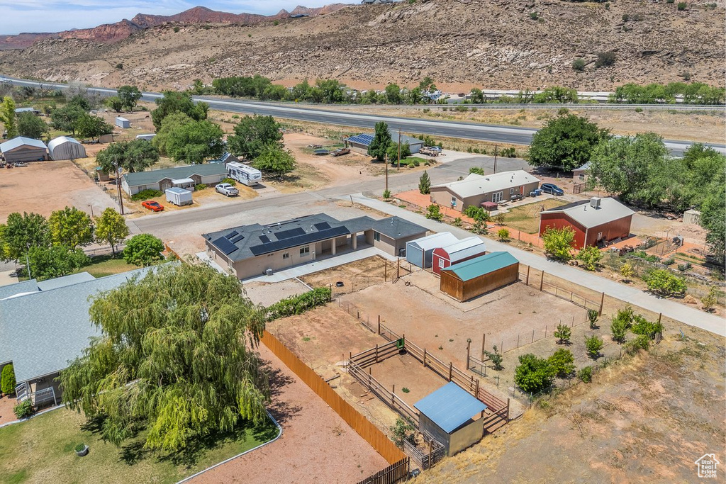 Aerial view of a mountainous background