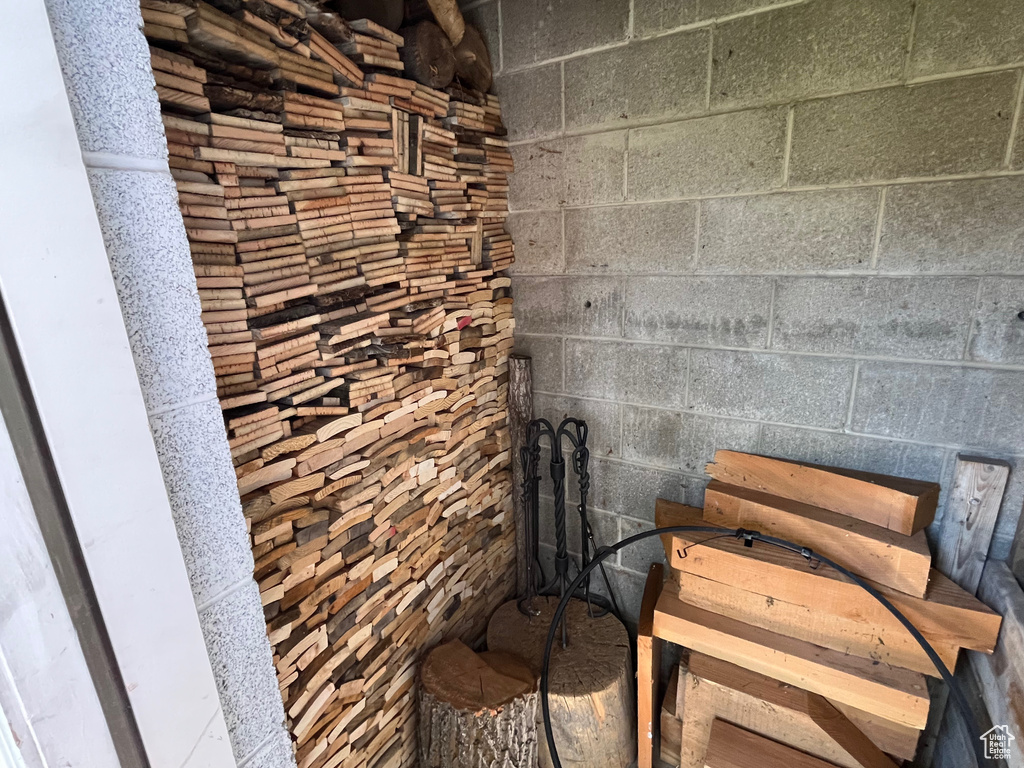 Detailed view of concrete block wall