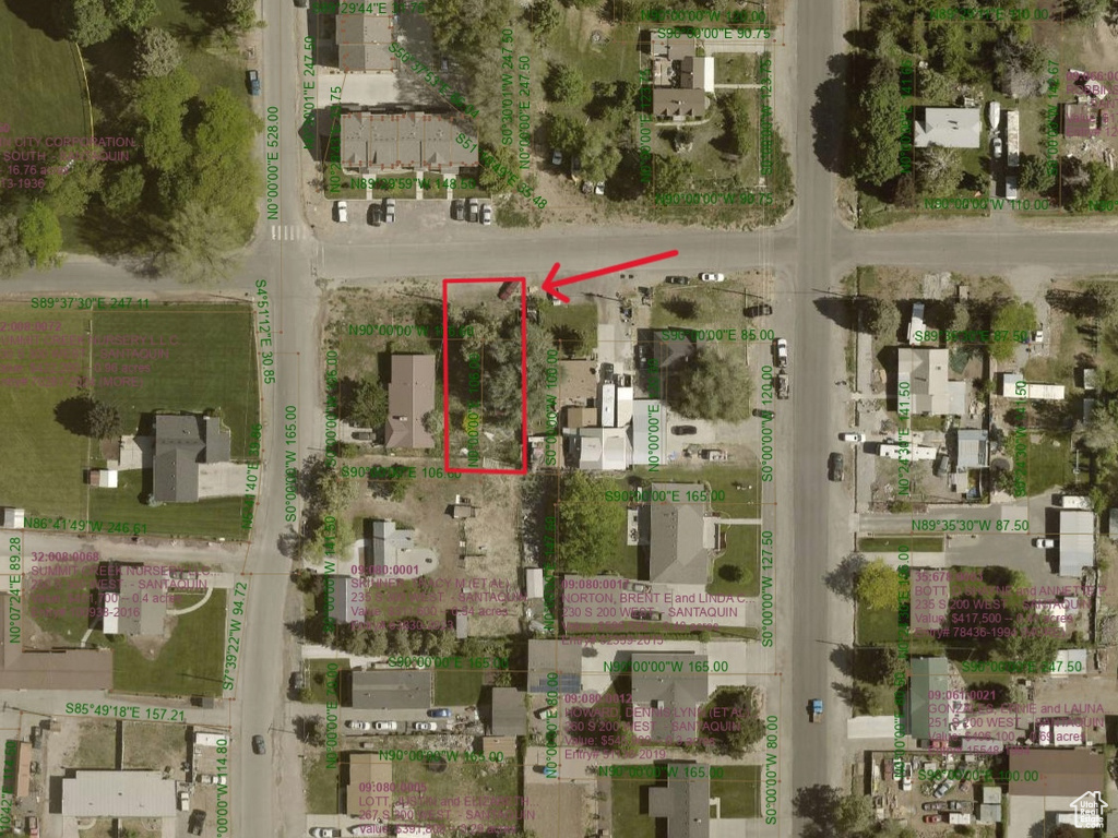 Aerial view of property\\\\\\\\\\\\\\\'s location featuring property parcel outlined