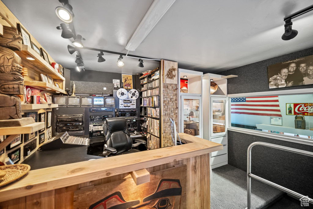 Office featuring track lighting