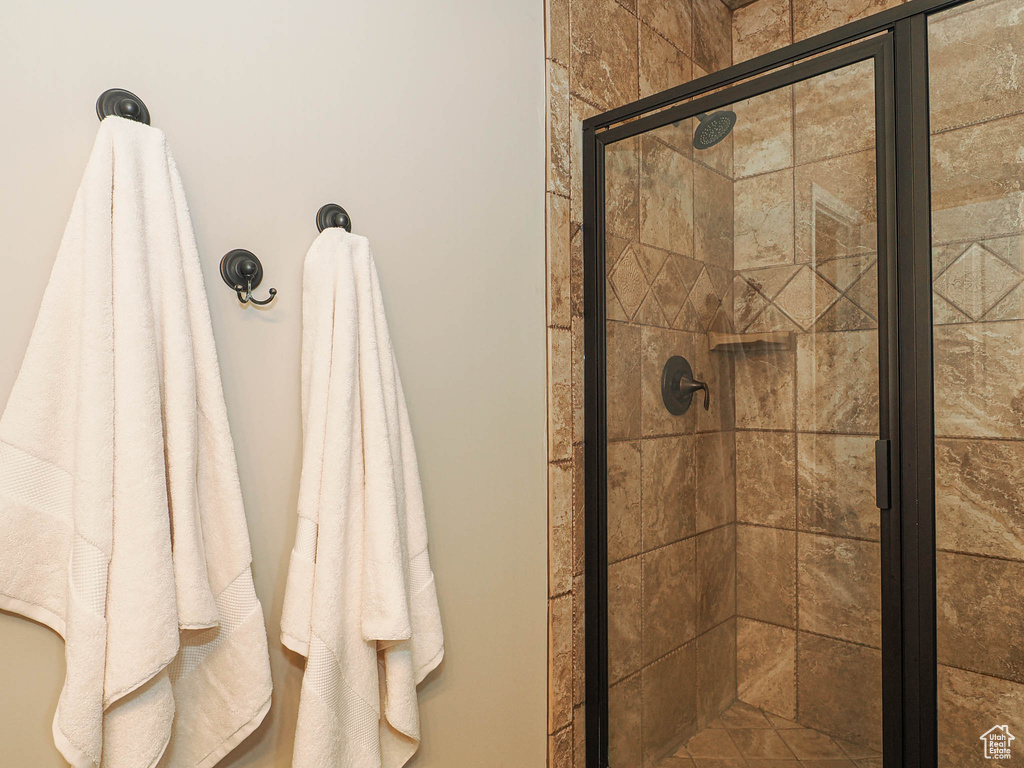 Bathroom with a stall shower