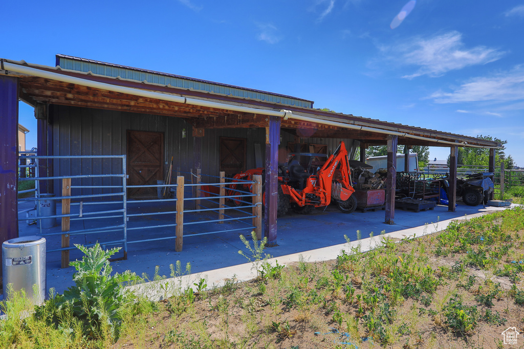 View of horse barn