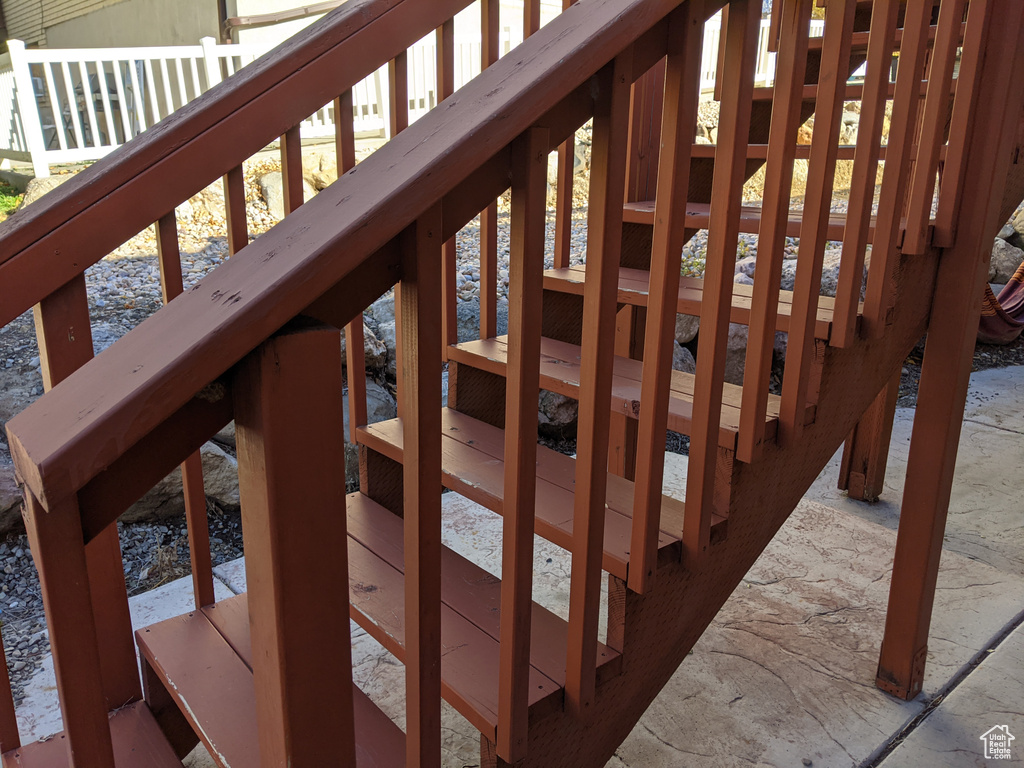 Wooden deck featuring stairway