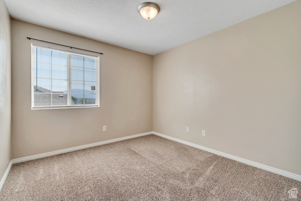 Carpeted spare room featuring baseboards