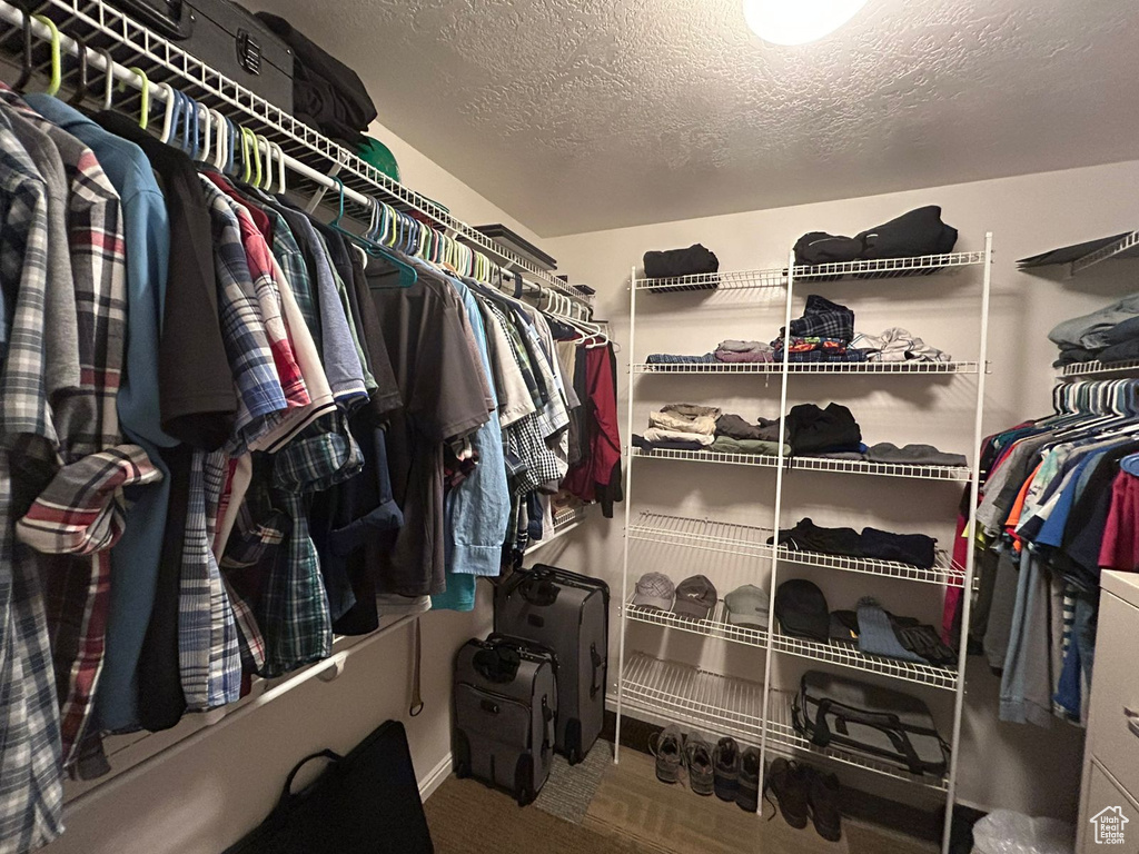 Walk in closet featuring carpet