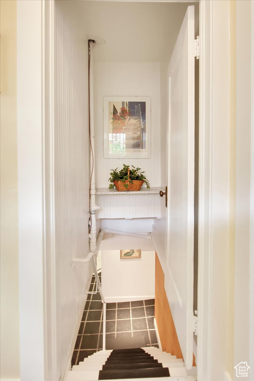 Stairway with tile patterned flooring