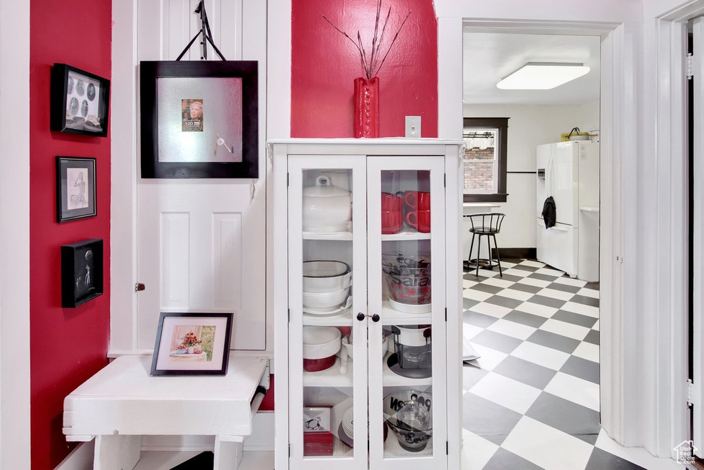 Interior space with tile patterned floors