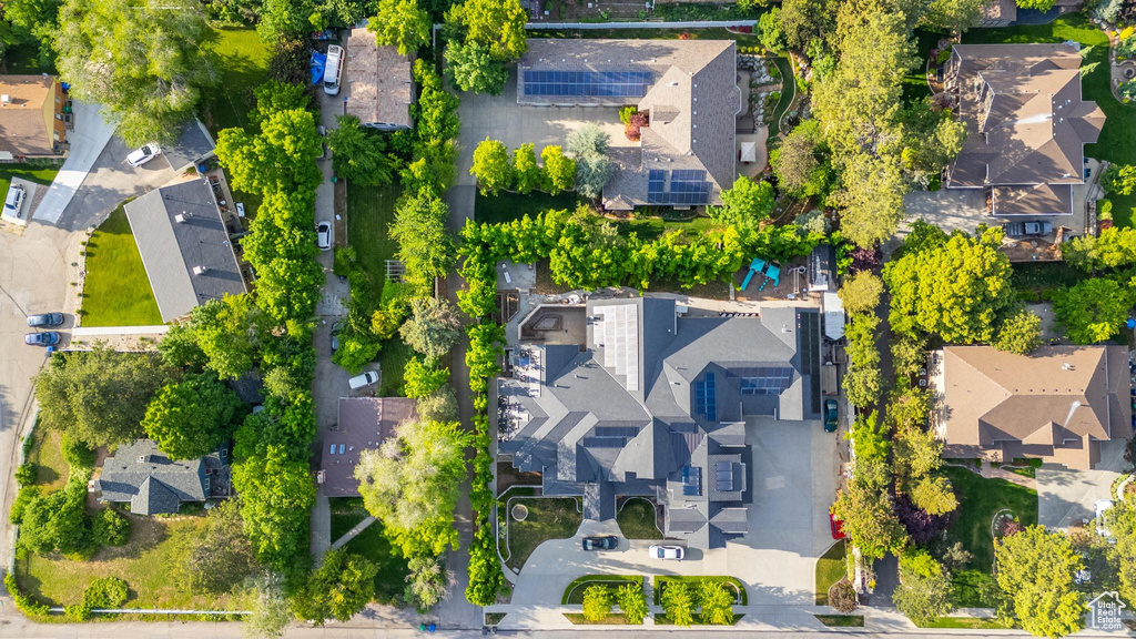 Aerial overview of property\'s location featuring nearby suburban area