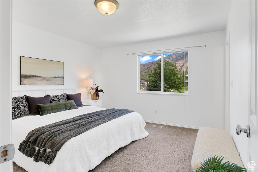 Carpeted bedroom with baseboards