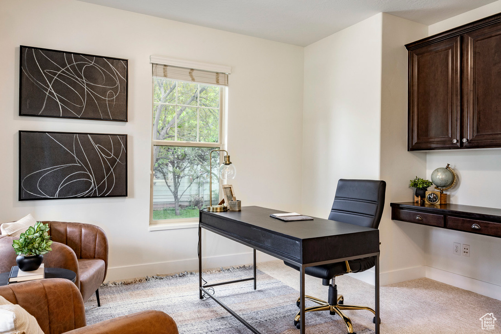 Office with carpet and baseboards