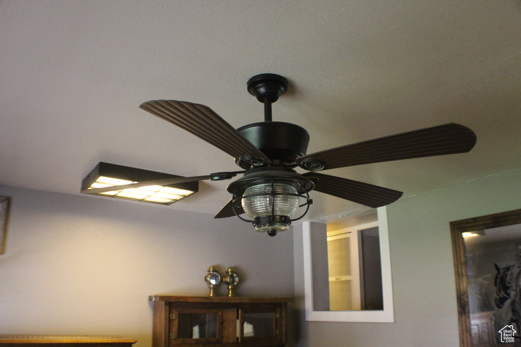 Detailed view of a ceiling fan