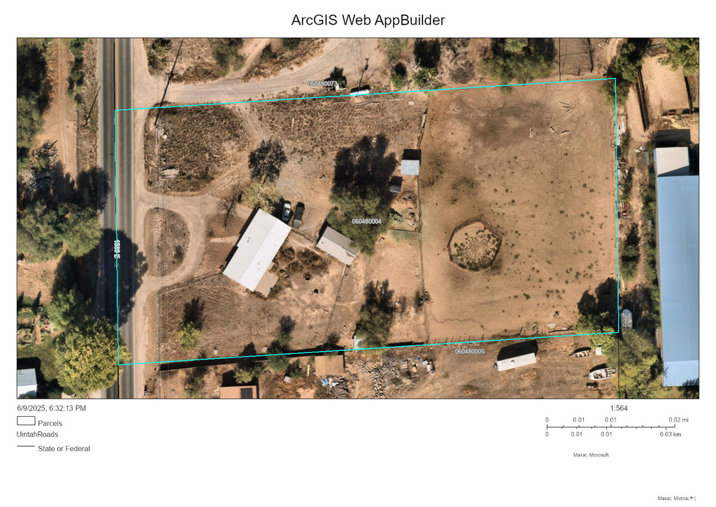 Aerial map of property and surrounding area