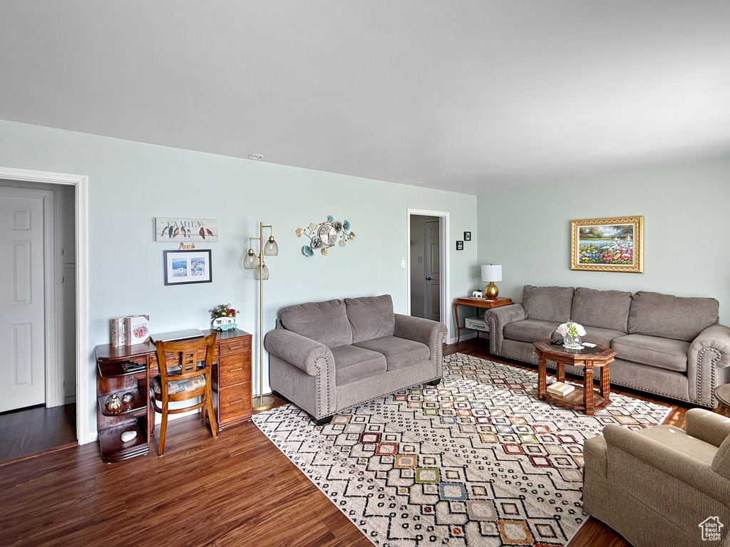 Living area featuring wood finished floors