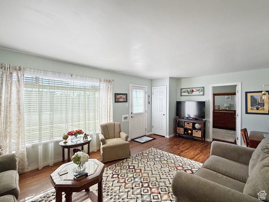 Living room featuring wood finished floors