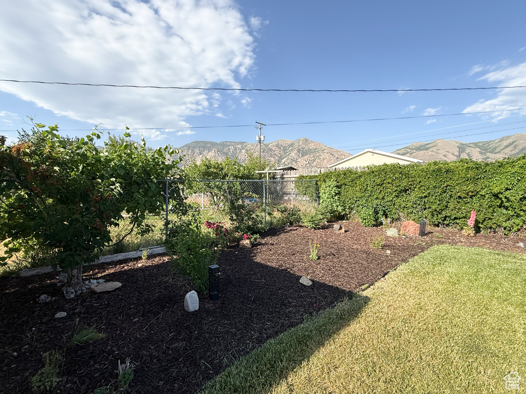 View of yard featuring a mountain view