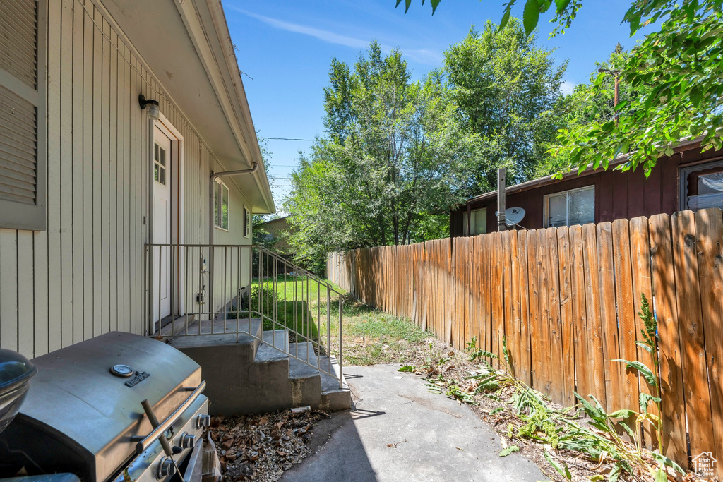 View of patio featuring grilling area