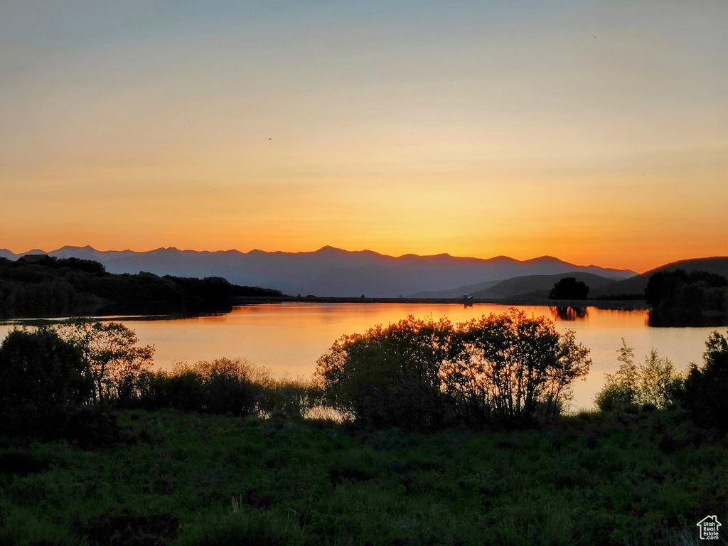 Water view with a mountainous background