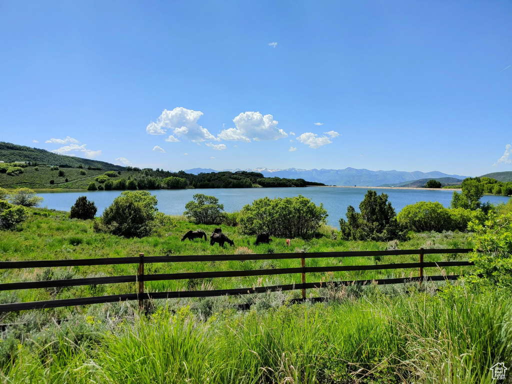 Water view with a mountainous background