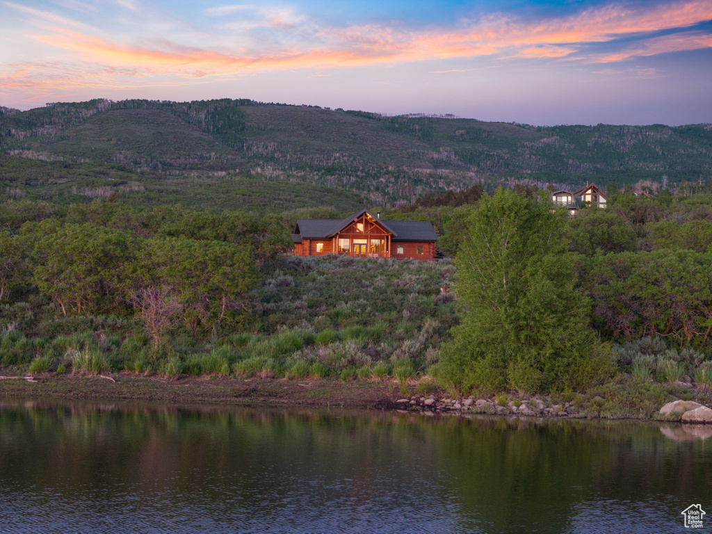 Aerial view at dusk of a water view