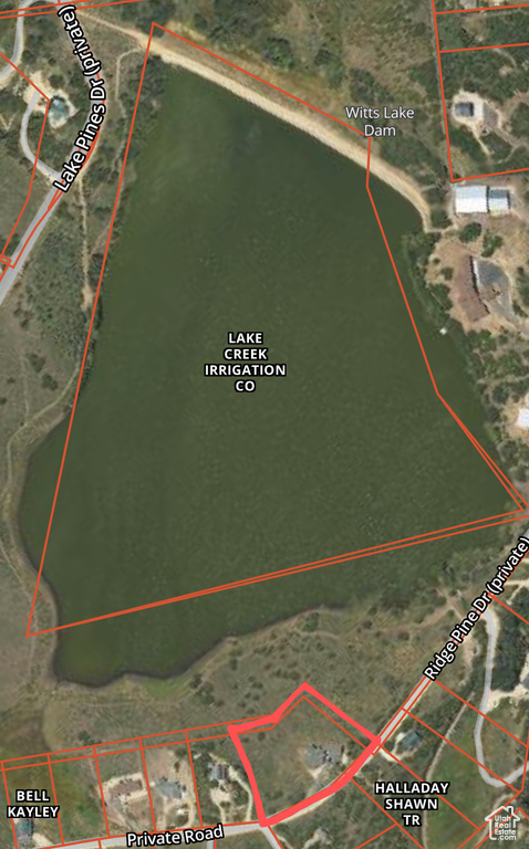 Aerial map of property and surrounding area