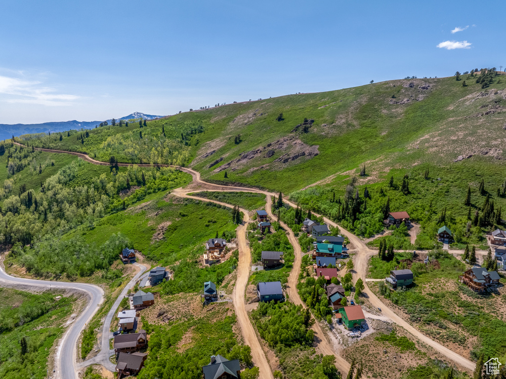 Drone / aerial view of a mountain backdrop