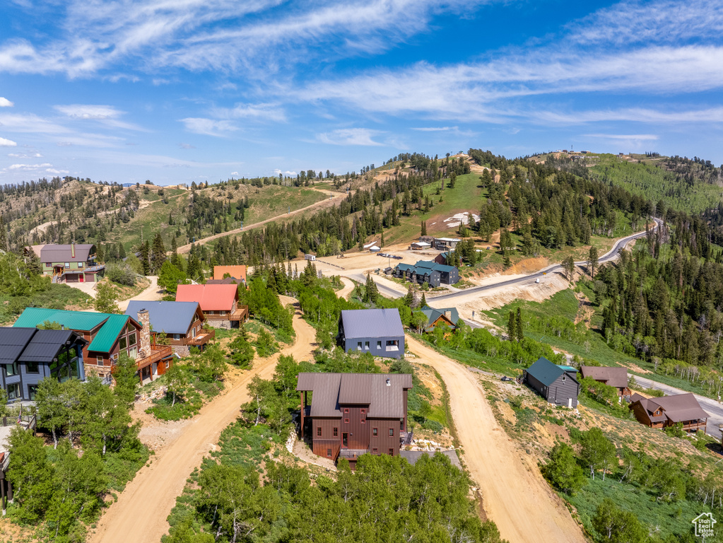 Aerial view of a mountainous background