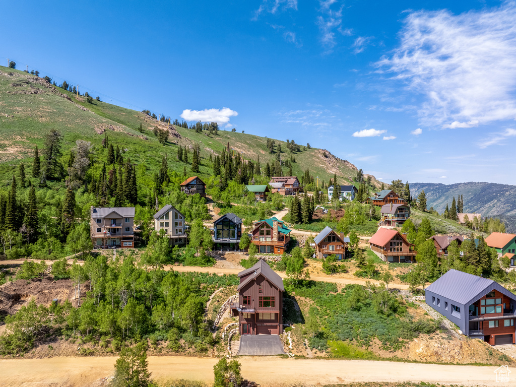 Aerial view of a mountainous background