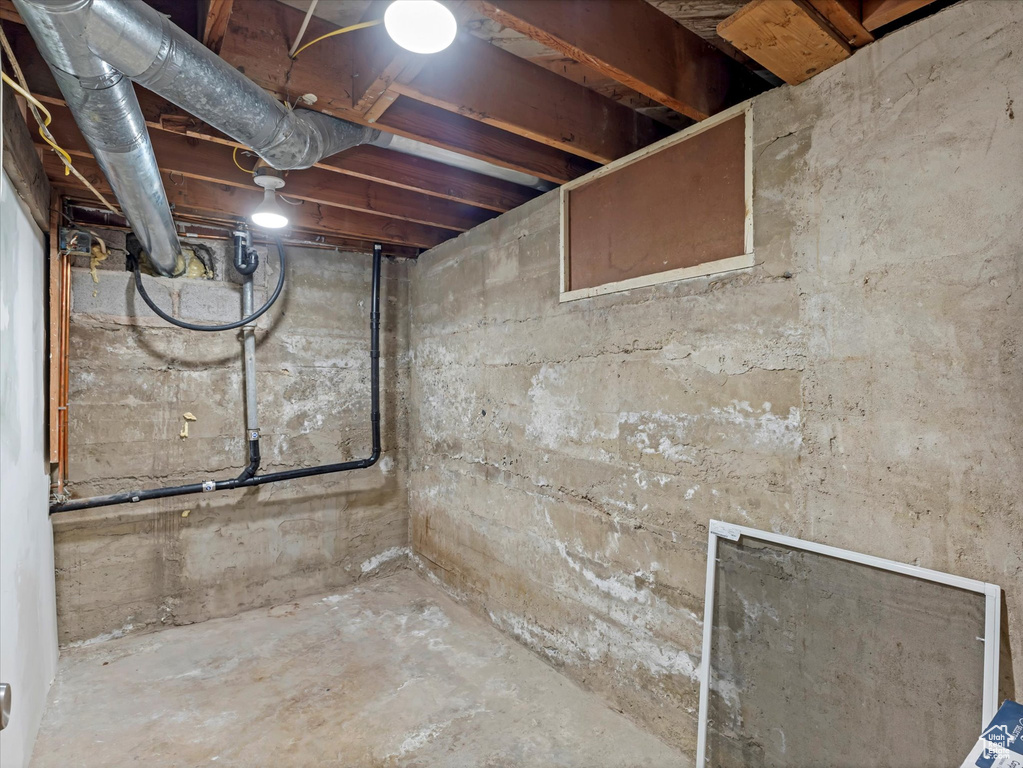View of unfinished basement