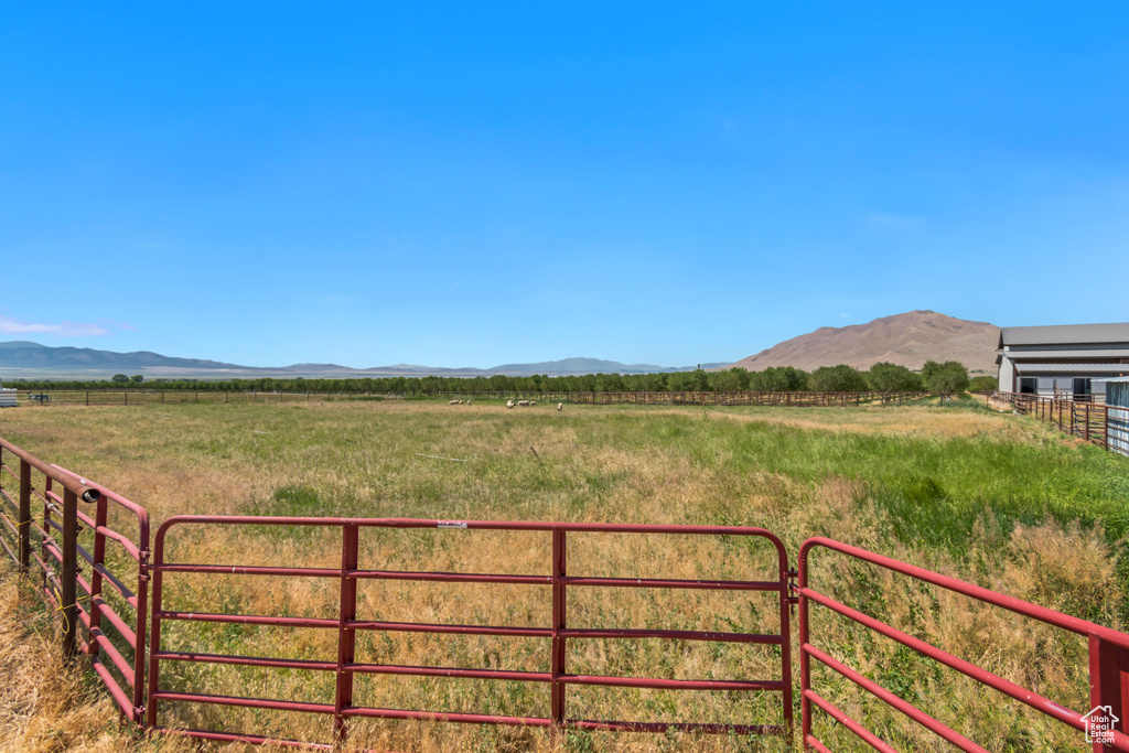 View of mountain background with rural landscape