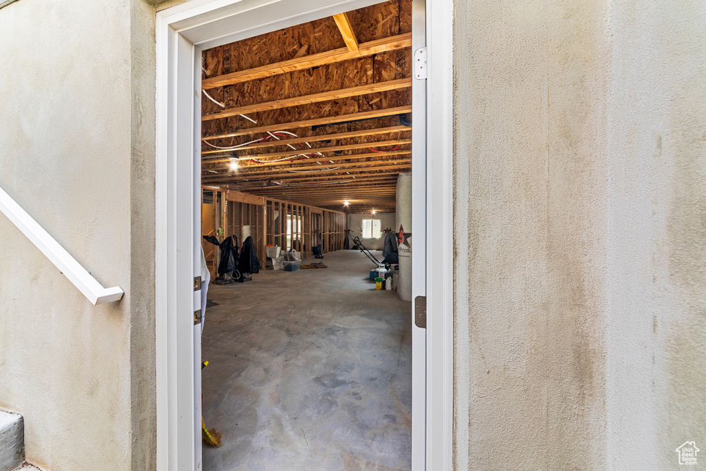 View of unfinished basement
