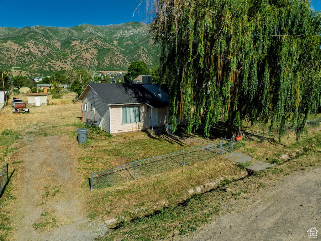 View of front facade with a mountain view