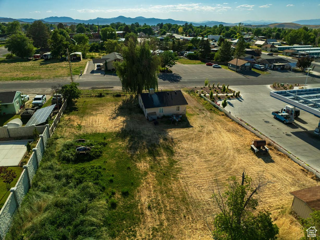 Bird's eye view of a mountain backdrop
