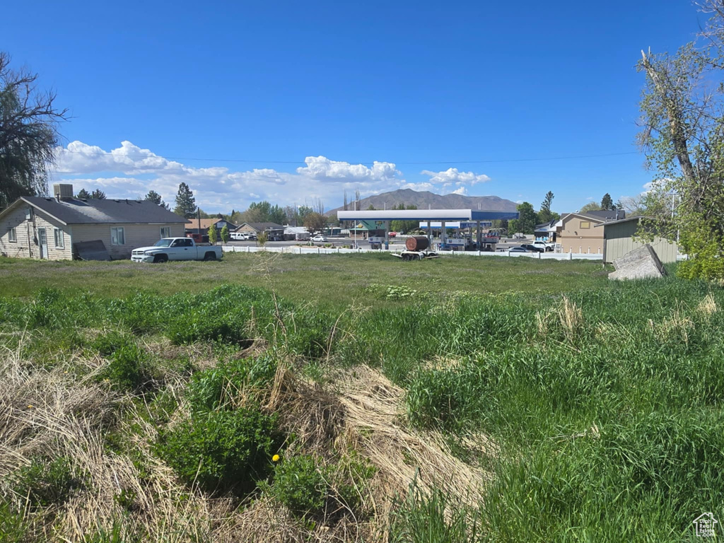 View of yard with a mountain view