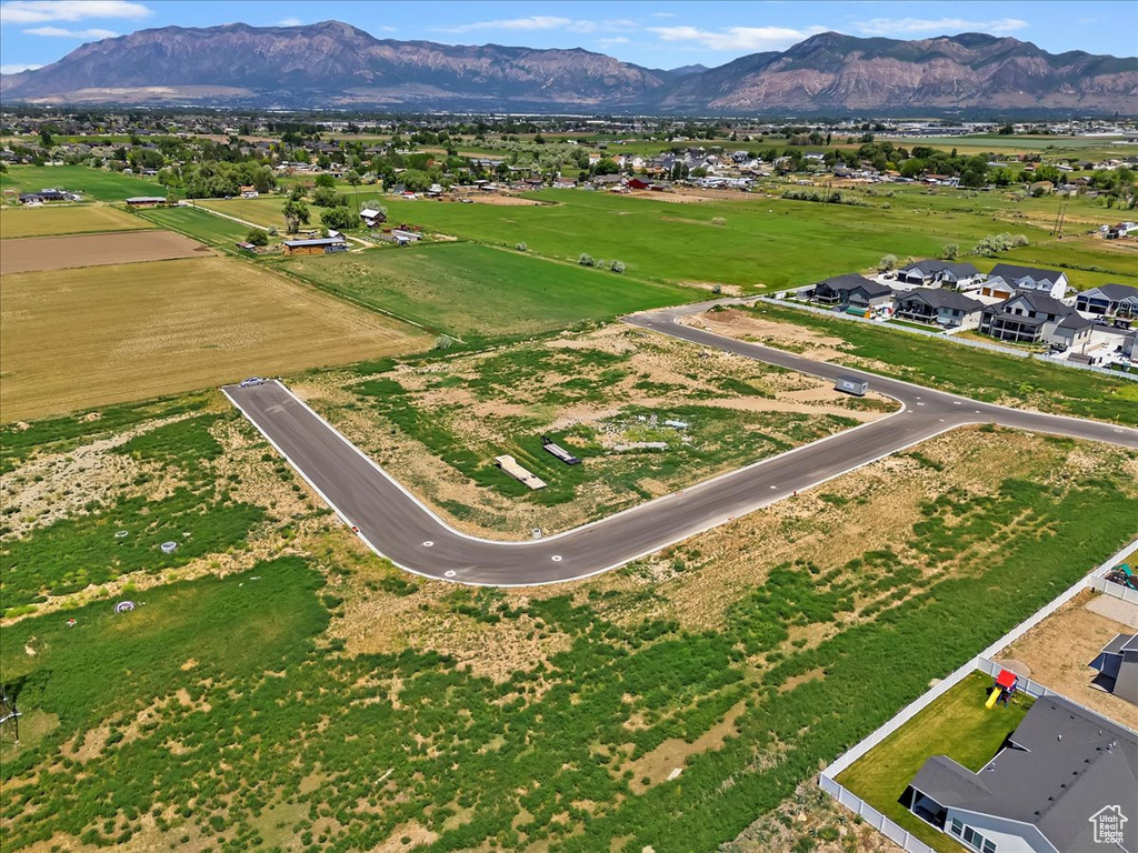Drone / aerial view of a mountainous background