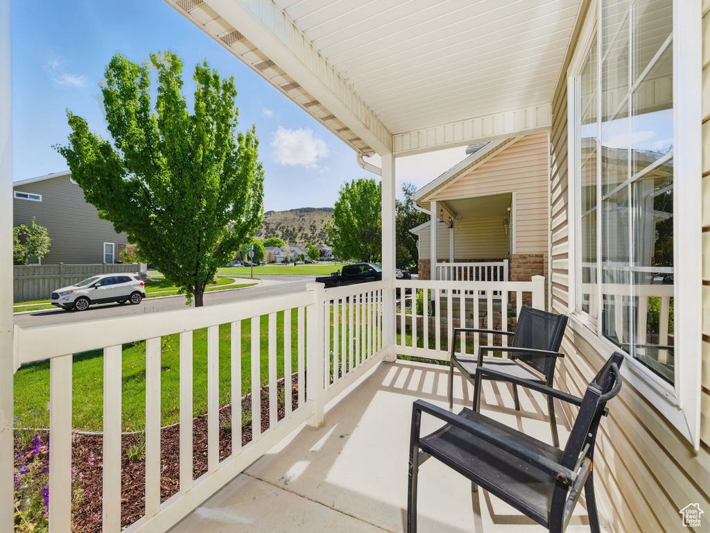Porch with a mountain view