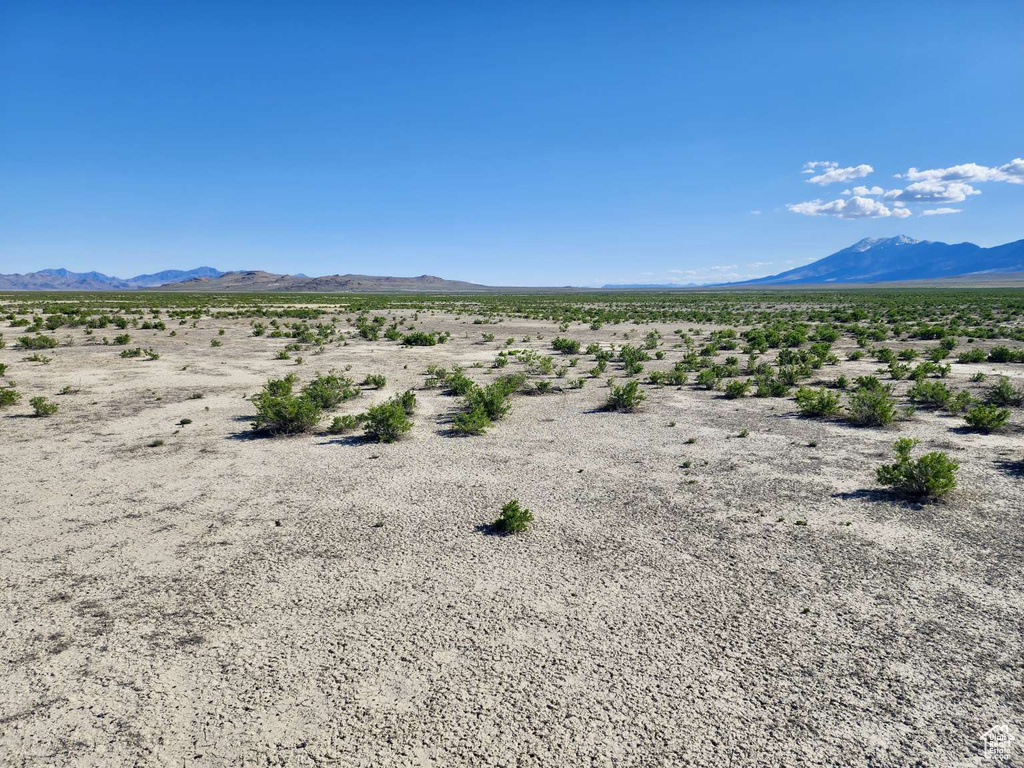 Mountain view featuring a desert landscape
