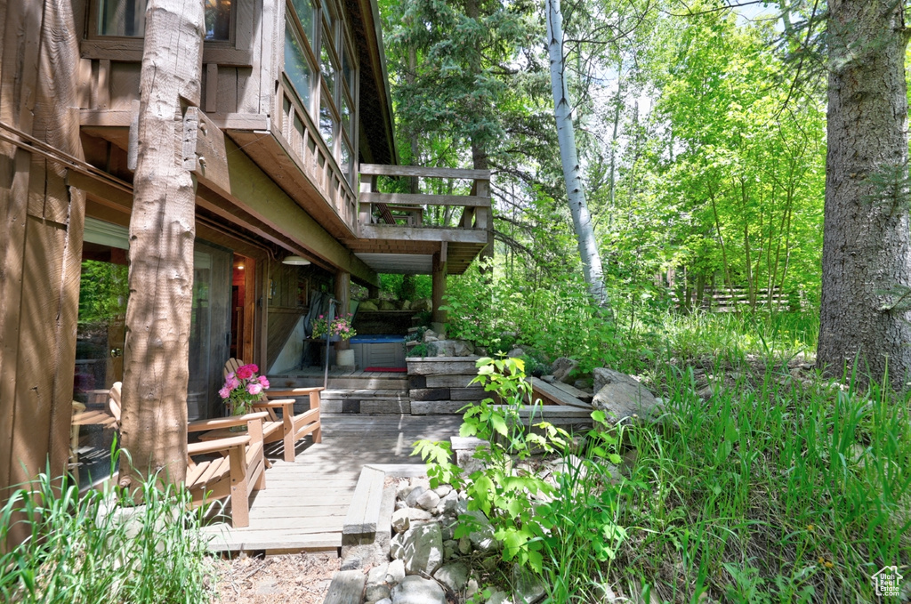 View of wooden deck