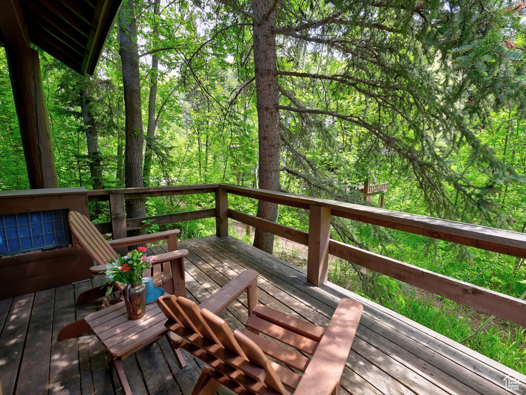 View of wooden deck