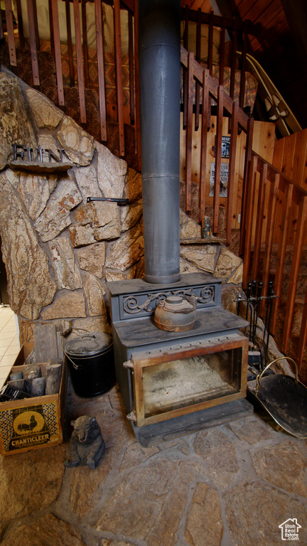 Detailed view of a wood stove