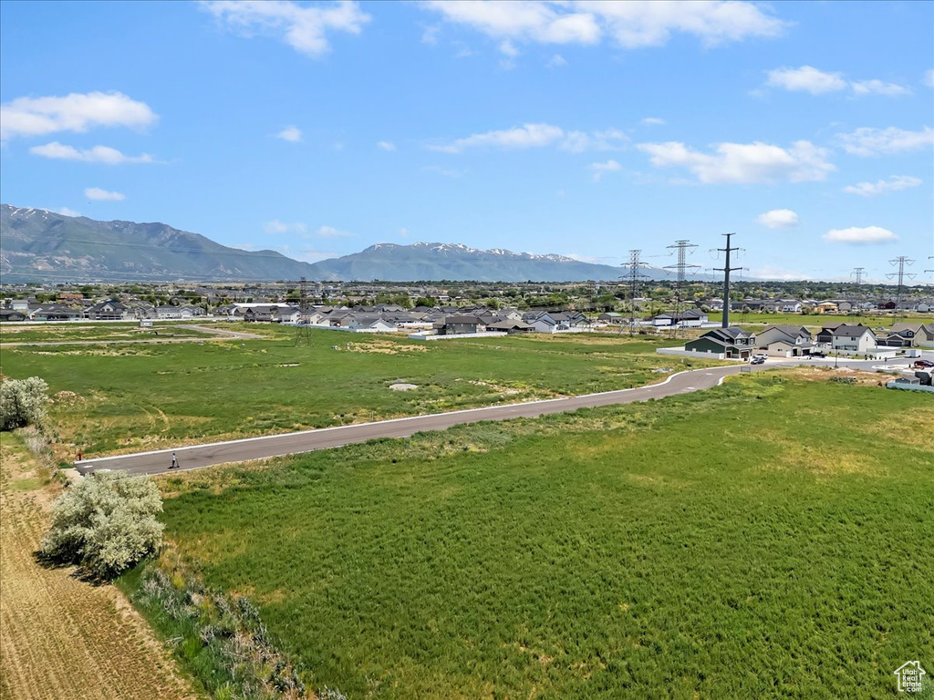 View of mountain background with nearby suburban area