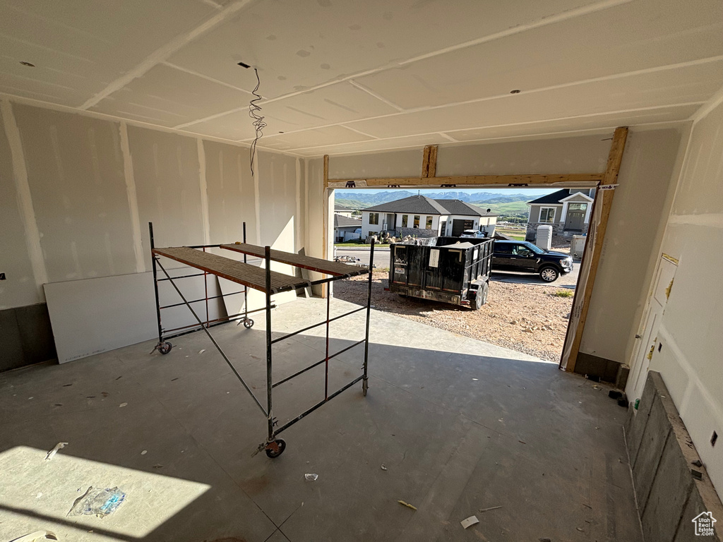 Interior space with concrete flooring