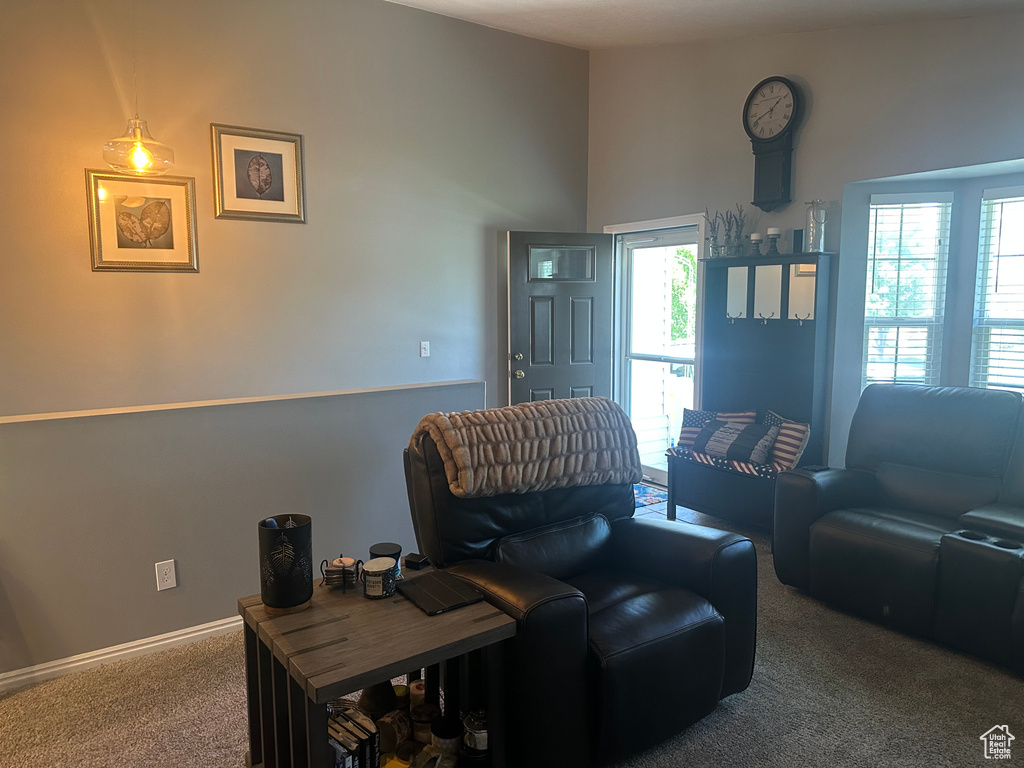 View of carpeted living area