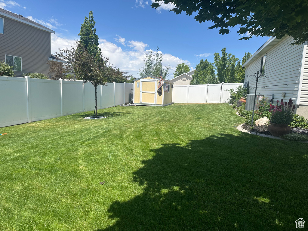 View of yard featuring cooling unit