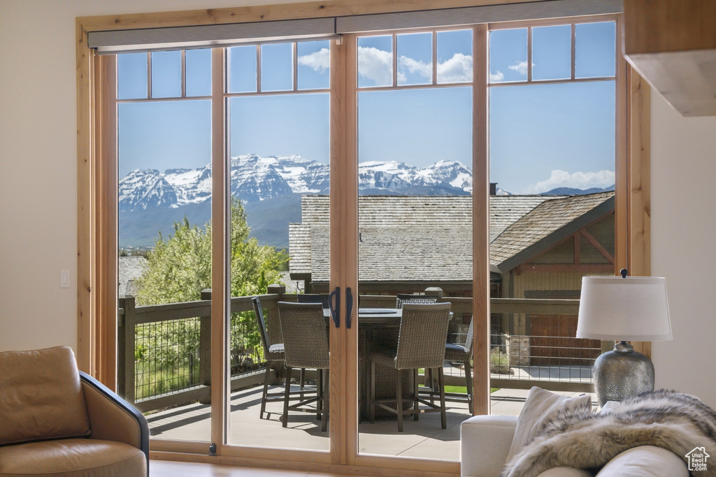 Doorway with a mountain view