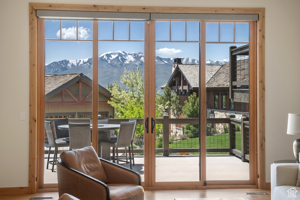 Doorway with a mountain view