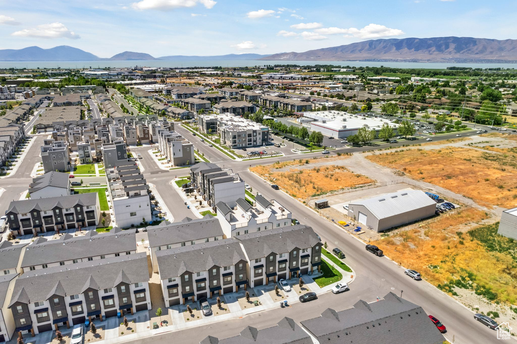 Aerial view of a mountain backdrop