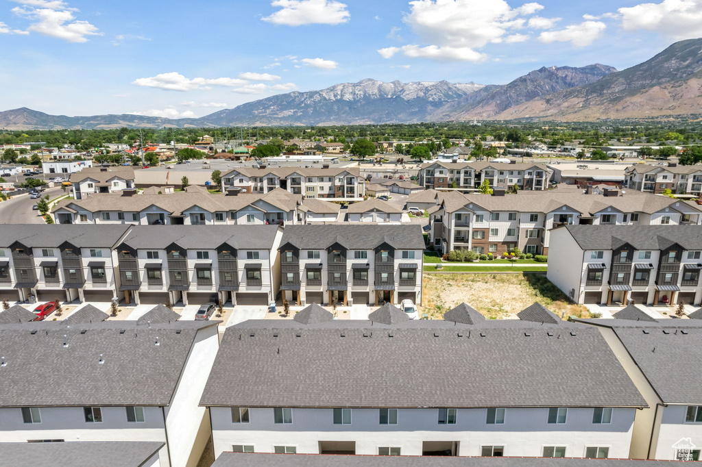 Aerial perspective of suburban area featuring mountains
